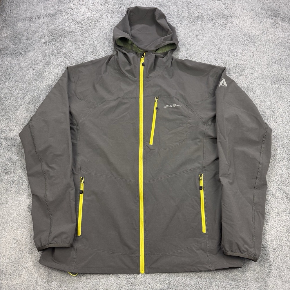 Eddie Bauer First Ascent Jacket Mens L Sandstone Softshell Tech Full Zip Hood